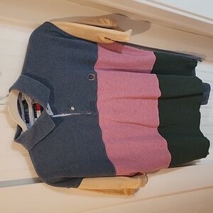 Tommy Hilfiger polo shirt Men's M Blue Red Green Yellow color block